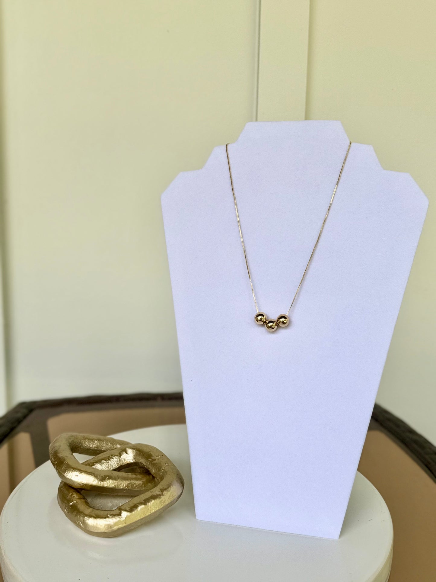 Golden Three Bead Necklace