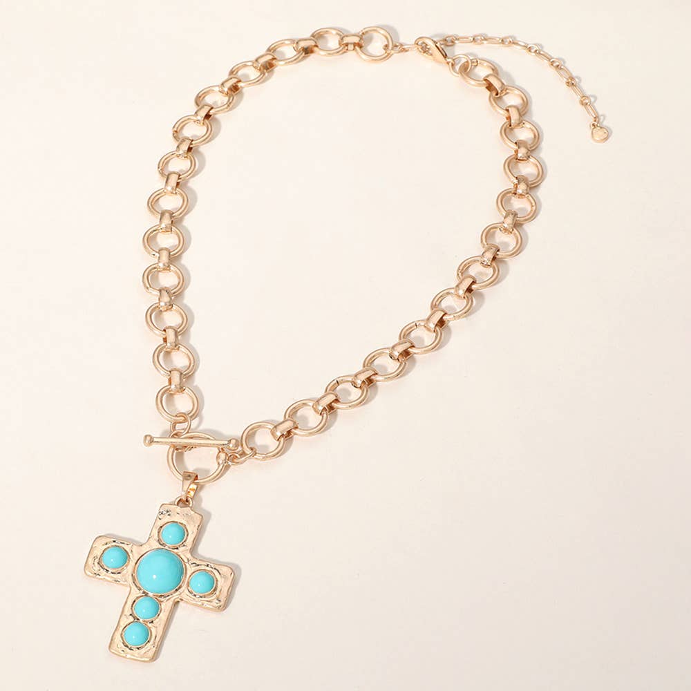Pearl Cross Pendant Chain Necklace