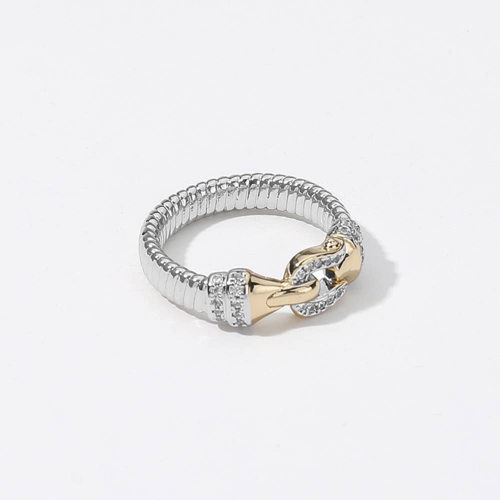 Two Tone Belt Pointed Ring