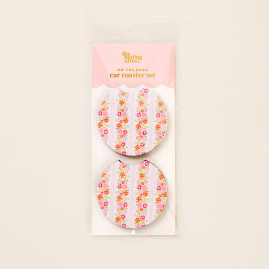 Car Coasters: Pink Flowers