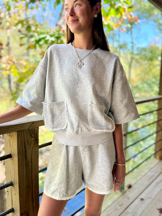 Eyelet Lace Short Sleeve Set