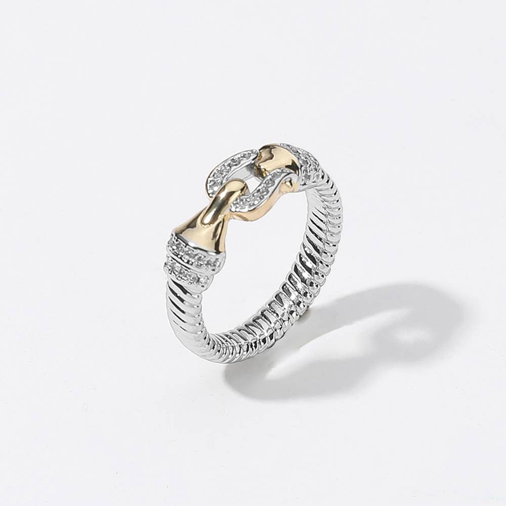 Two Tone Belt Pointed Ring
