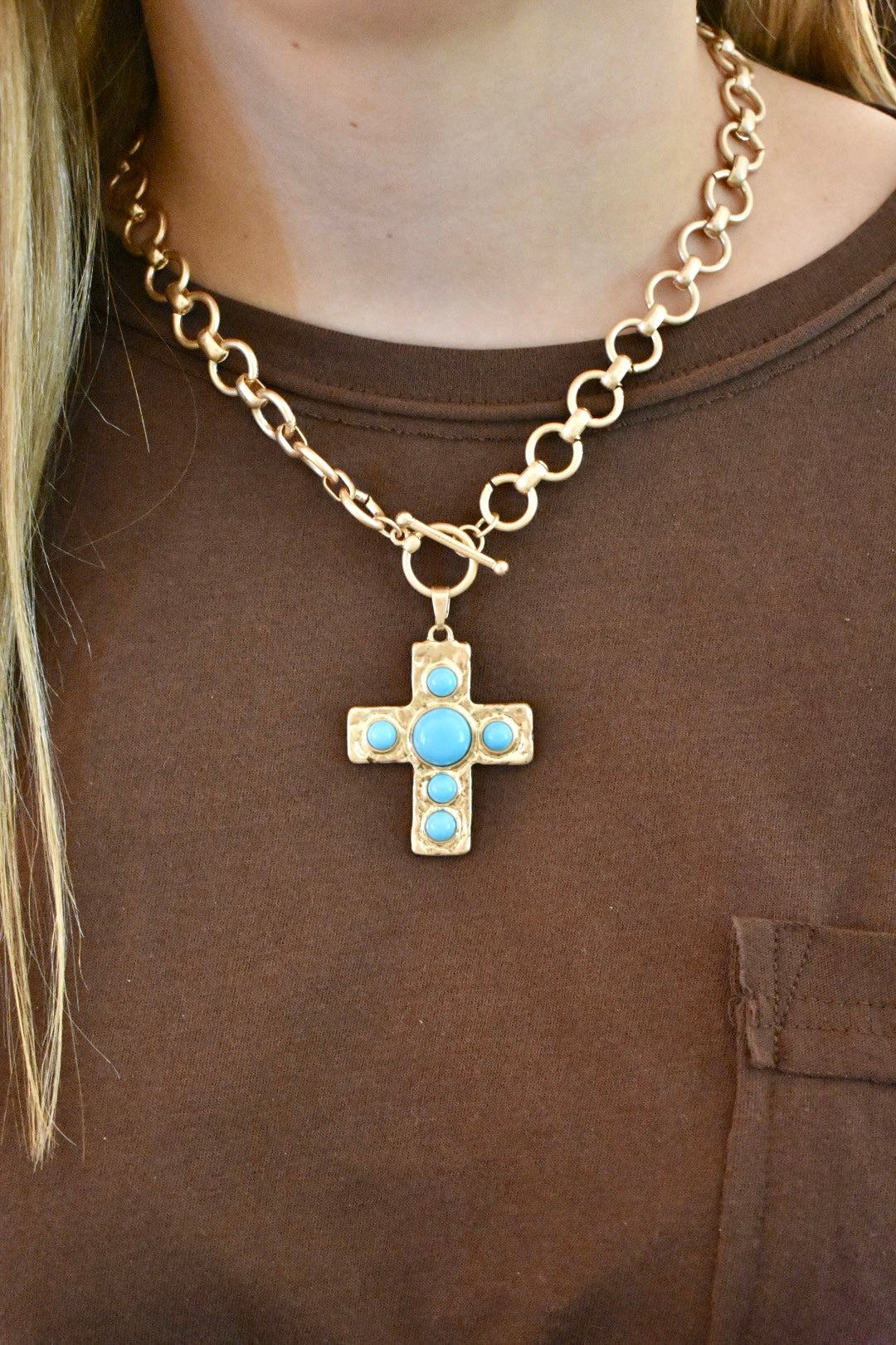 Pearl Cross Pendant Chain Necklace