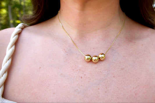 Golden Three Bead Necklace