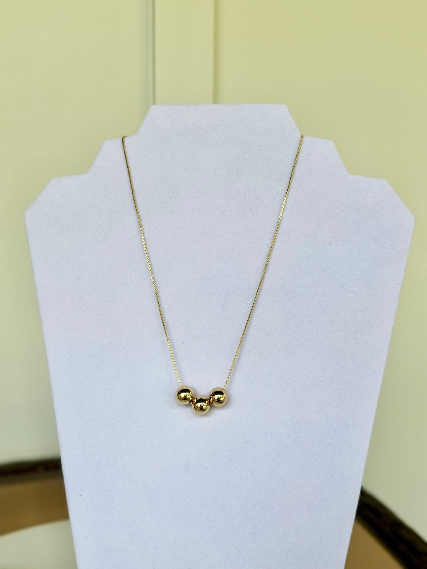 Golden Three Bead Necklace