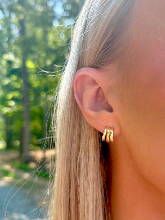 Golden Trio Stud Earring