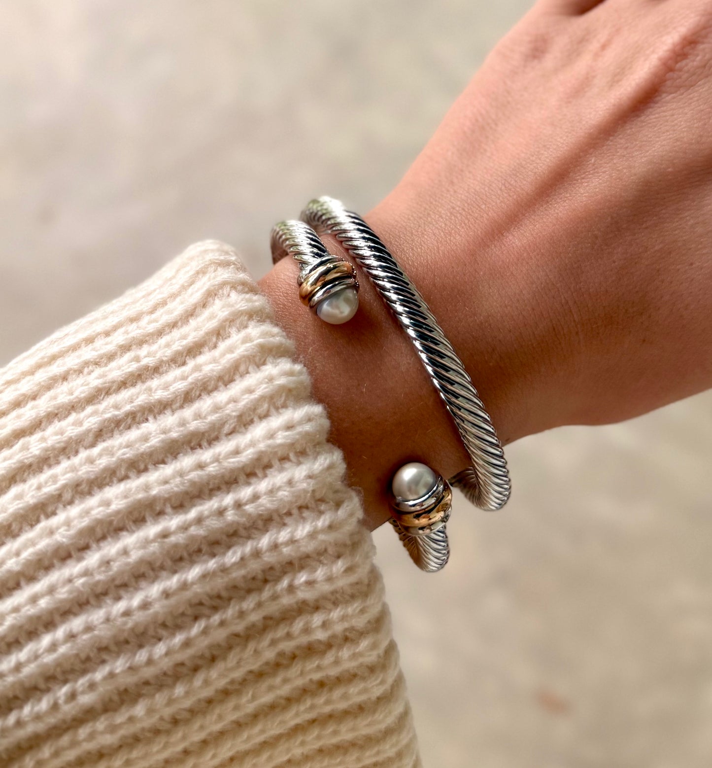 Two Tone Pearl Cuff