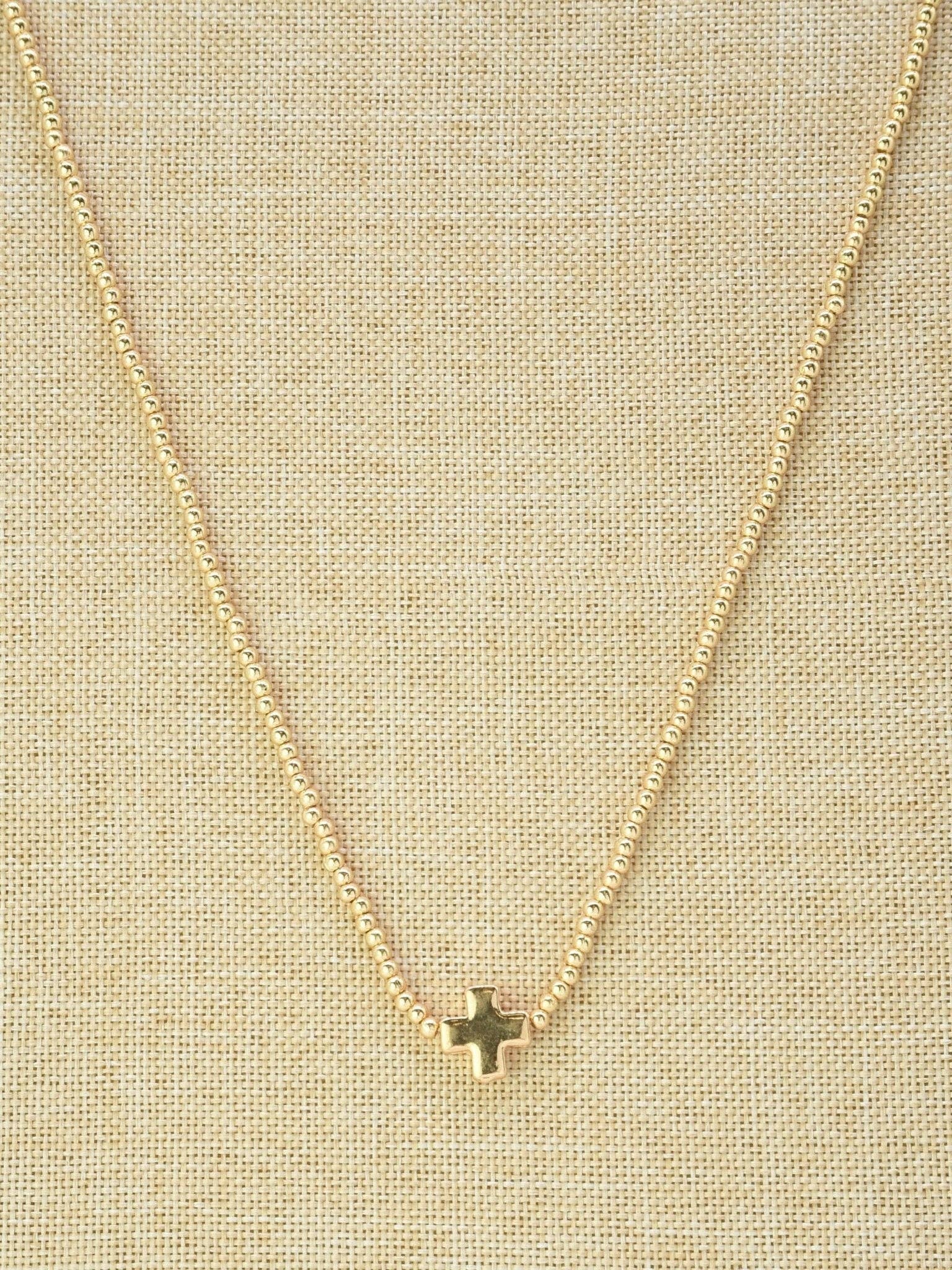 Dainty Cross Pendant Necklace: Gold